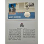 Excellent Condition Great Britain at War ‘Jersey Liberation’ First Day Cover One Crown Coin and