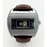 A Rare Vintage Lanco Swiss Mechanical Jump Watch. Brown leather strap. Stainless steel case -