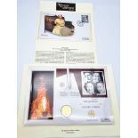 Excellent Condition Parcel of Two Commemorative First Day Cover One Crown Coin and Golden Penny