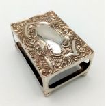 An Antique Sterling Silver Repousse Matchbox Holder. Hallmarks for Birmingham 1901. 7.5 x 5cm. 34g