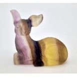 A Hand-Carved Rainbow Flourite Crystal Deer Figure. 5 x 5cm.