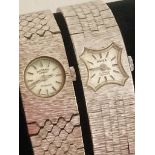 2 x VINTAGE LADIES 1950/60’s BRACELET WRISTWATCHES in silver tone. A ROTARY 17 Jewels model ,