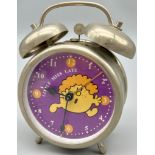 A VINATAGE MR MEN LITTLE MISS LATE DOUBLE BELL ALARM CLOCK. HEIGHT 14CM. IN WORKING ORDER