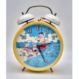 A Huge Flintstones Double Bell Alarm Clock. 22cm diameter. 31cm tall. In working order.