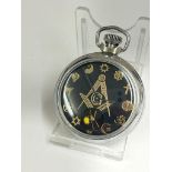 Vintage Masonic automaton pocket watch ( rotating skull and crossbones on dial ) working, Sold