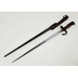 An Antique French Model 1874/77 Bayonet with Scabbard. Inscription on top of blade 1818. Number