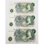 Three High-Grade Hollom Bank of England Pound Notes.