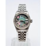 A Mother of Pearl Dial Rolex Oyster Perpetual Datejust Ladies Watch. Stainless steel strap and