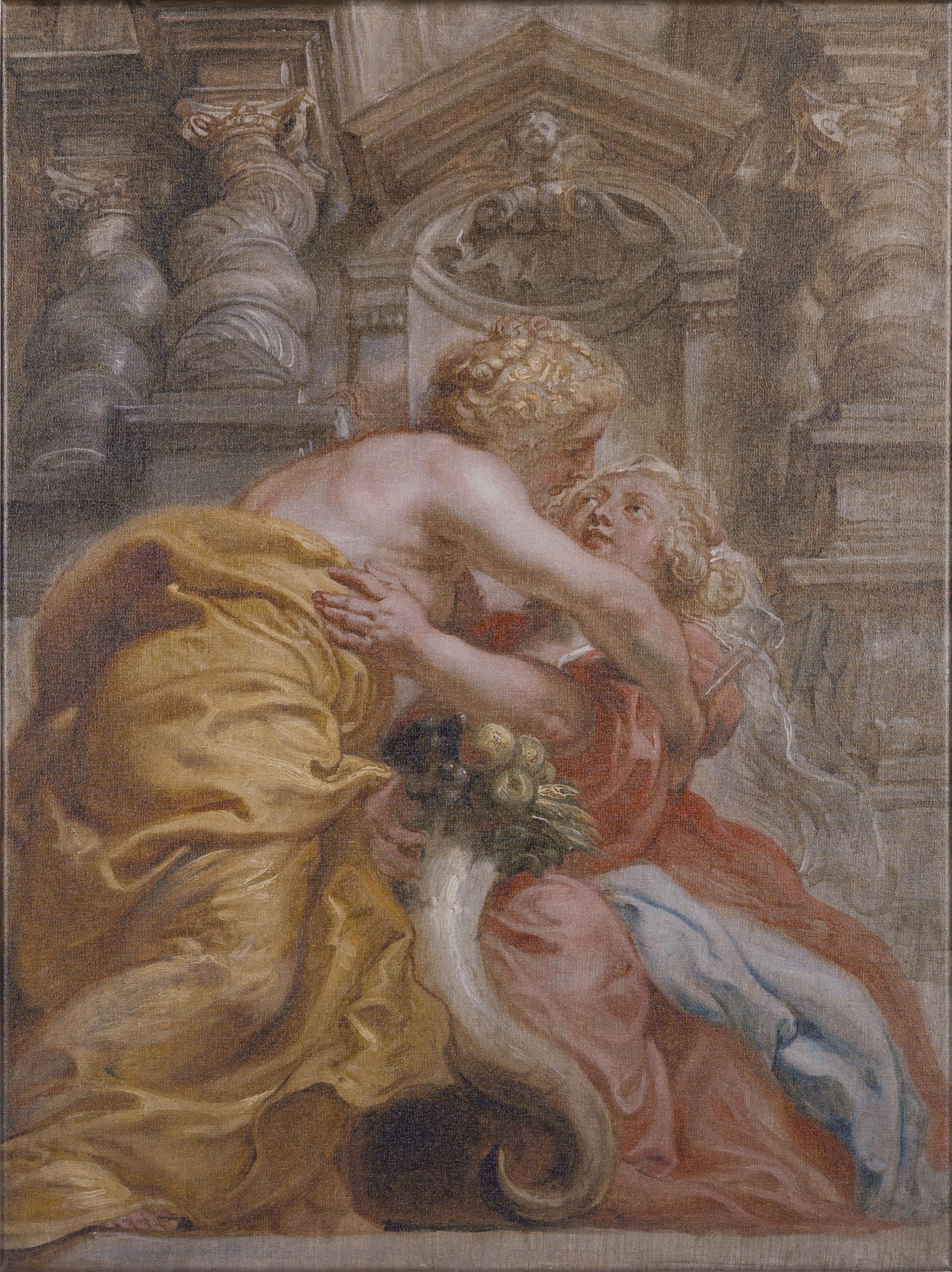 Lithograph on Paper 'Peace Embracing Plenty' (1633-34) by Peter Paul Rubens. Dimensions 61x46cm. "