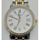 A Tissot Two-Tone Ladies Quartz Watch. Gilded and stainless steel strap and case - 23mm. White