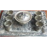 A magnificent antique rare solid silver Gahjari Persian Islamic tea set Each piece fully