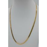 An 18K Yellow Gold Herringbone Necklace. A few small kinks so A/F. 44cm. 7g