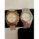2 x PULSAR Gentlemans quartz wristwatches. A chronograph multi dial in gold tone,model 770 8148.