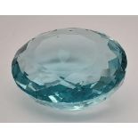 A very collectable, large (77.45 carats), oval cut, aquamarine, with excellent colour saturation and