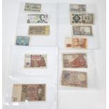 12 Vintage/Antique World Bank Notes