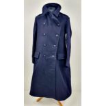 A Very Heavy Navy Blue Vintage Home Front Military Defence Coat. Made by Smith and Co of Derby 1951.