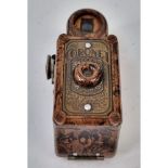 A Vintage, Possibly Antique 16mm Coronet Midget Sub-miniature Spy Camera in Brown Tortoiseshell
