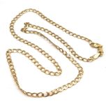 A 9K Yellow Gold Flat Belcher Link Necklace. 46cm. 4.92g