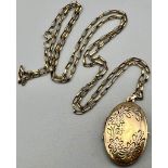 A Vintage 9K Yellow Gold Locket on a 9K Yellow Gold Chain. 35mm and 76cm. 9.17g total weight