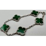 Van Cleef & Arpels 18k White Gold and Malachite Alhambra Braceclet, Length 16.5cm, Total Weight 12