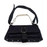 Christian Dior Black Canvas Handbag with Rhinestone Hook. Exceptional Condition. 30x15x7cm. Comes