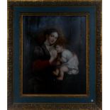 An Oil on Canvas Painting. 'Madonna with child'. "Private Collection, Veilinghuis Loeckx'. Anonymous
