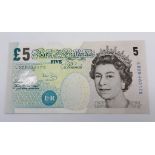 An Andrew Bailey (now governor of bank of England) Bank of England Five Pound Note.