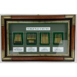 A Glorious WW2 Bullet Display Case. Incudes: 303, the 6.5 x 52mm for the Mannlicher-Carcano rifle.