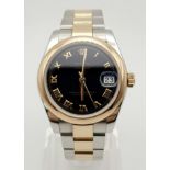 A Rolex Oyster Perpetual Datejust Ladies Two-Tone Watch. Gold and stainless steel strap and case -