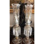 A magnificent pair of antique 19th century Original French baccarat bohemian crystal glass gold