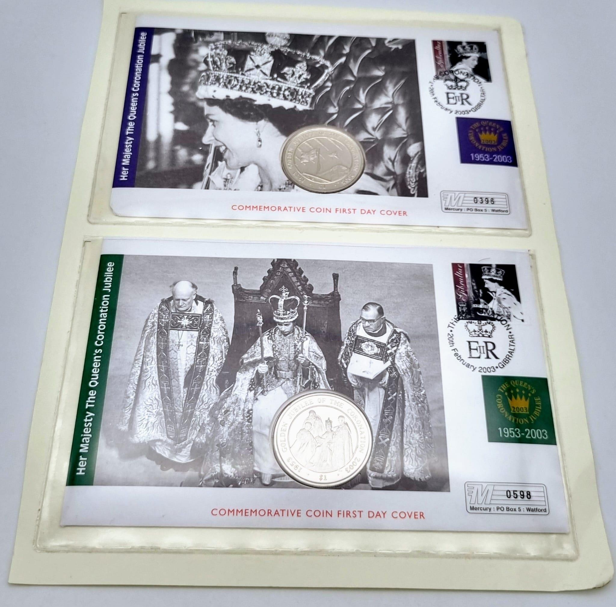 Excellent Condition Parcel of Two Commemorative First Day Cover One Crown Coins and Stamps Marking