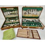 Two Vintage/Antique Sets of Sheffield 45 Piece Stainless Steel Cutlery Sets In Their Original