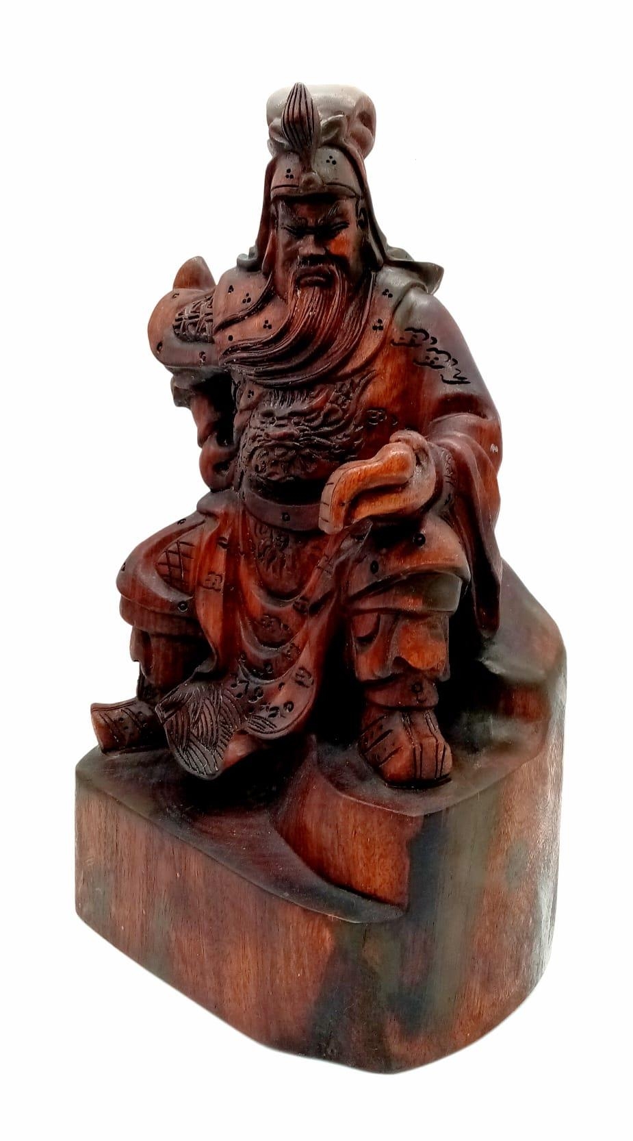 A Large Antique Hand-Carved Hardwood Chinese Figure of an Ancient warrior. Fine Quality And