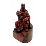 A Large Antique Hand-Carved Hardwood Chinese Figure of an Ancient warrior. Fine Quality And