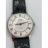 Vintage 1960’s SEKONDA wristwatch from the original Soviet production. White dial model with black