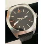 Gentlemans HUGO BOSS wristwatch. Orange Boss black face model in Silver tone.Original Boss Black