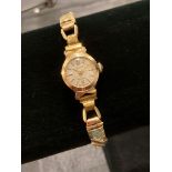 Ladies 1960’s vintage 9 carat GOLD ACCURIST cocktail wristwatch. Having circular face with gold