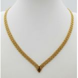 An Italian 9K Yellow Gold Intricate Link Choker Necklace. 40cm. 7.74g