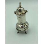 Antique SILVER PEPPER POT with clear hallmark for Gibson and Langman London 1898, baluster shape and