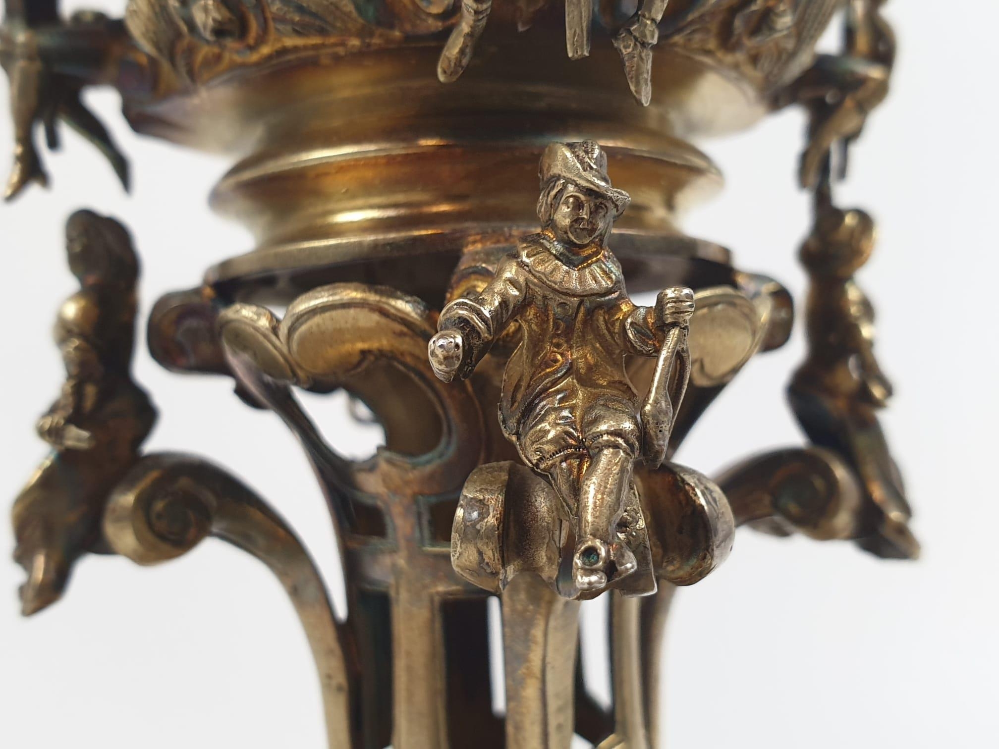 Four extraordinary rare German antique (19th Century) silver gilt candelabra. Complex ornate and - Image 16 of 31