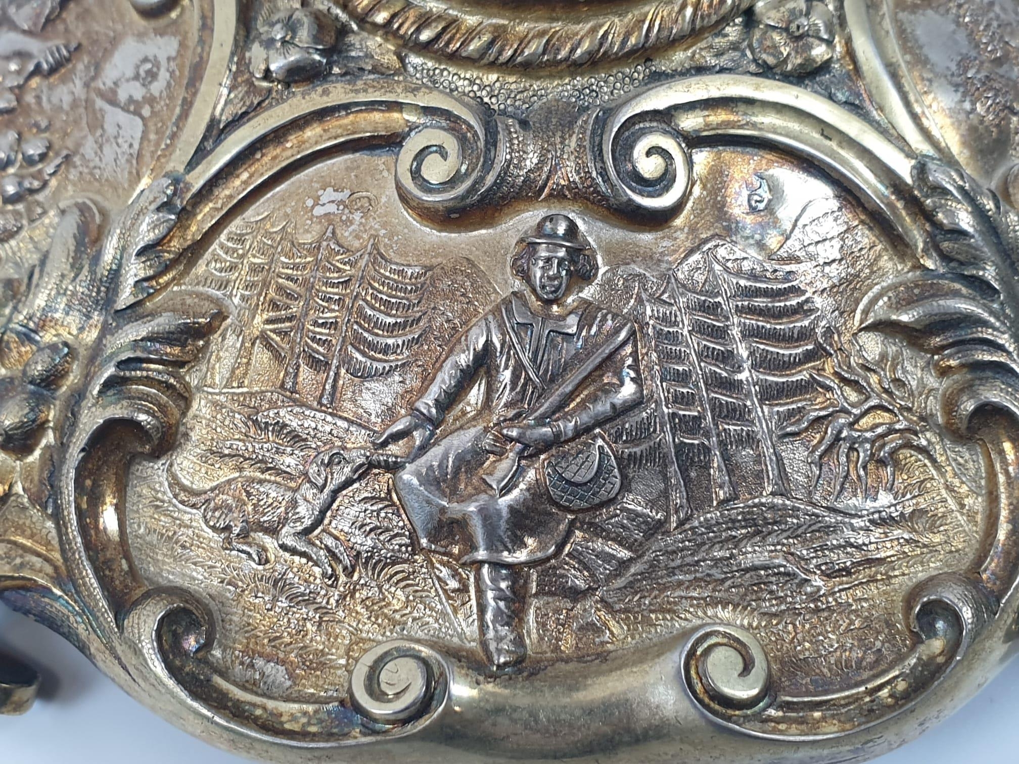 Four extraordinary rare German antique (19th Century) silver gilt candelabra. Complex ornate and - Image 22 of 31