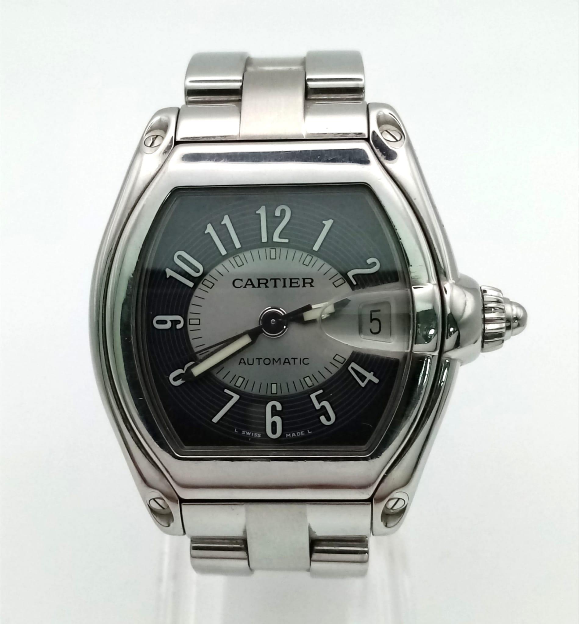 A Cartier Roadster Model 2510 Gents Automatic Watch. Stainless steel strap and case - 36mm. Two tone