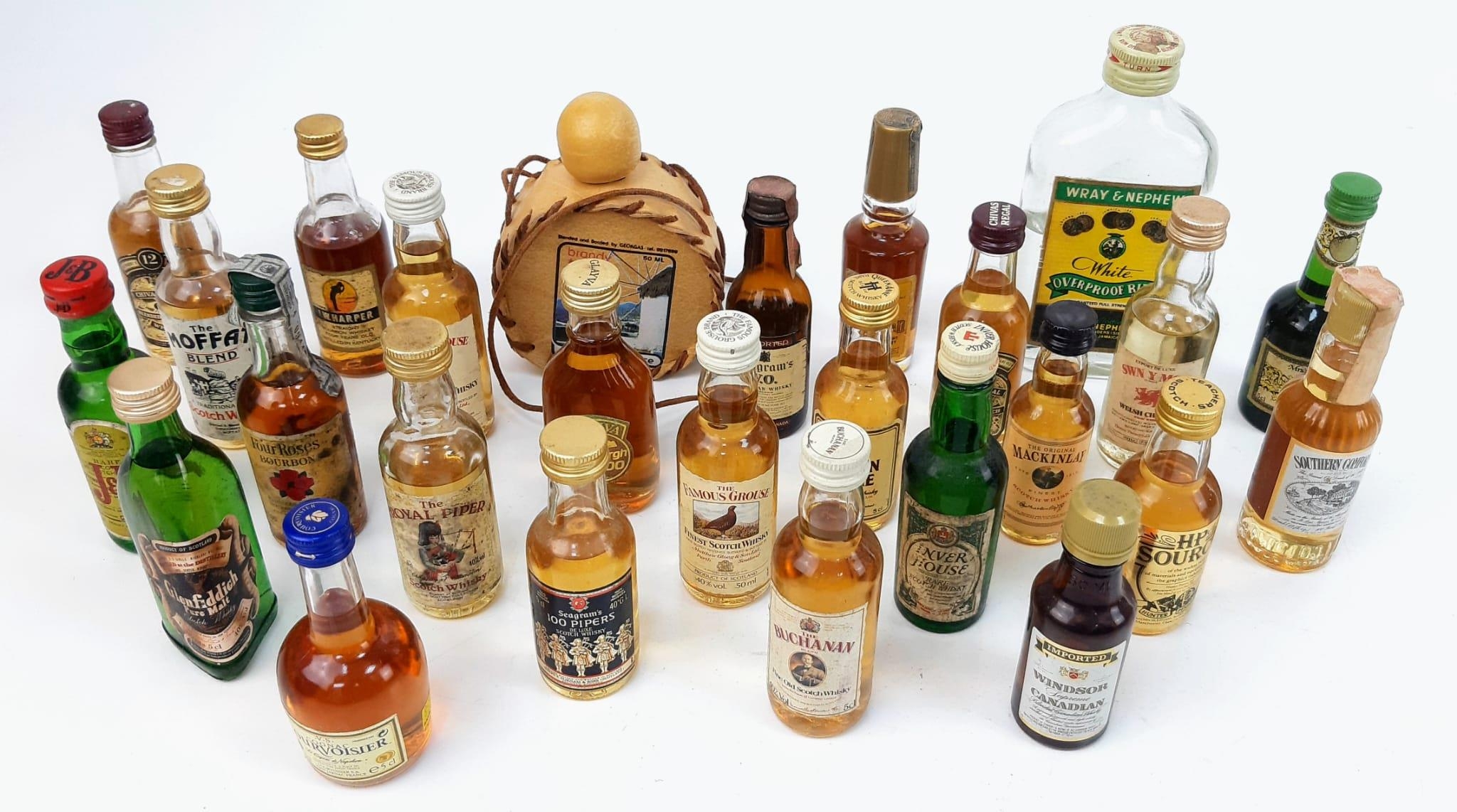 Selection of Miniature Bottles of Assorted Alcohol.