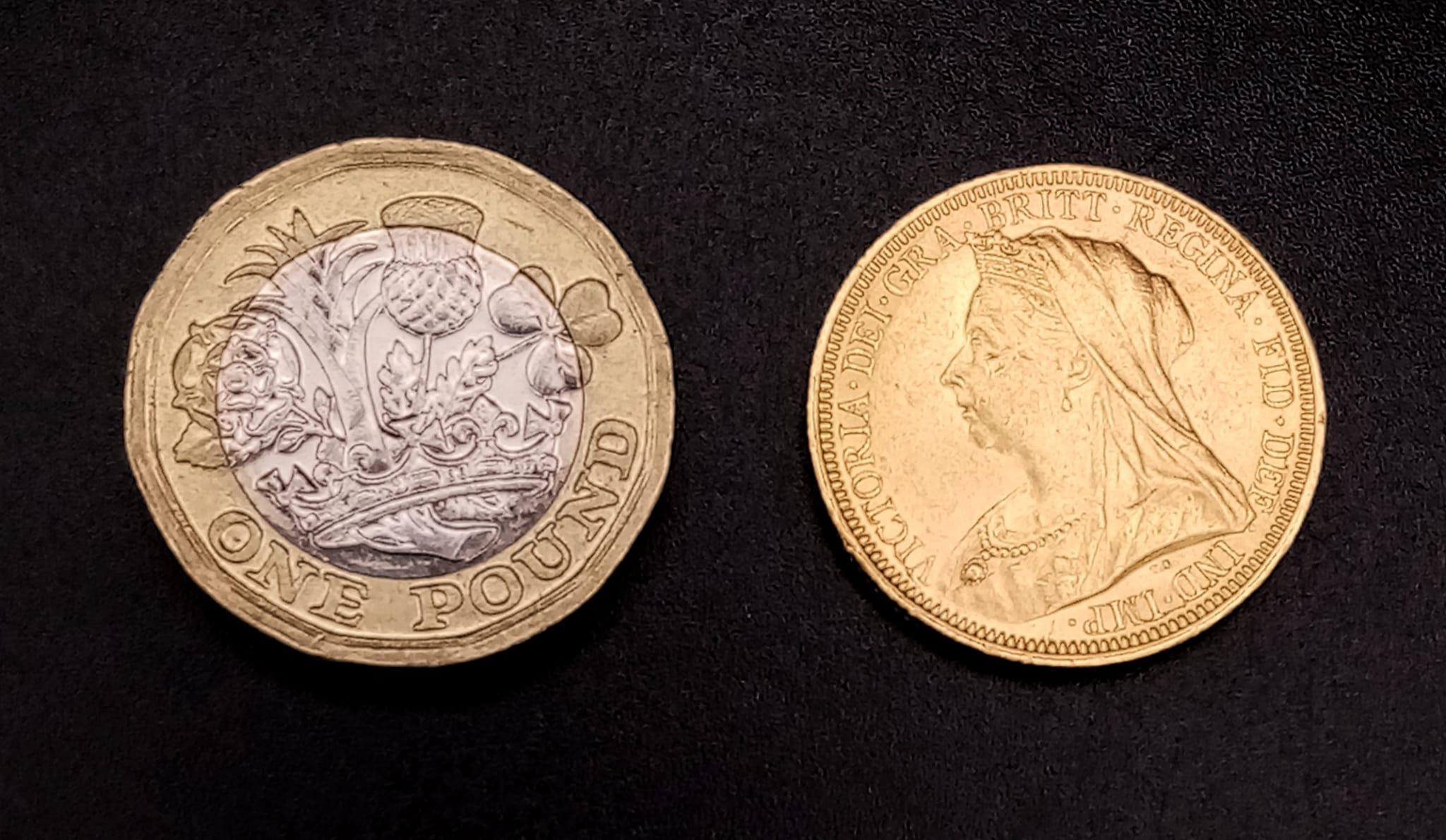 An 1893 22K Gold Queen Victoria Full Sovereign Coin. 8g. Ref: 5-249. - Image 2 of 2