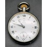 A Vintage Omega Pocket Watch. Top winder in working order. White dial with sub second dial. 45mm
