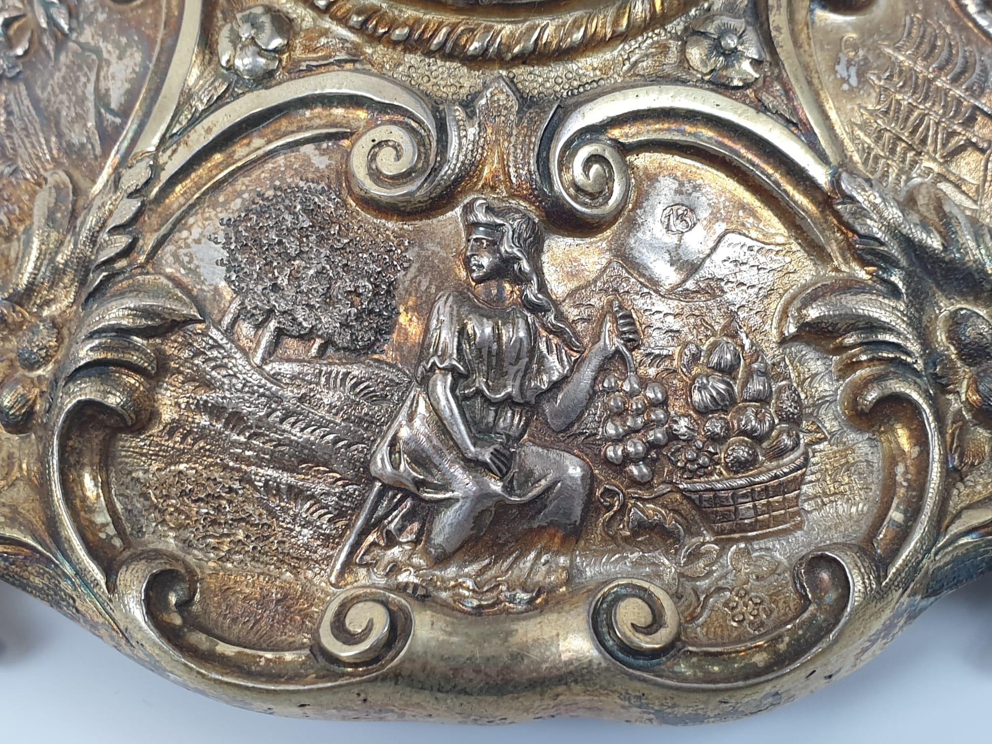 Four extraordinary rare German antique (19th Century) silver gilt candelabra. Complex ornate and - Image 23 of 31