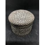 Antique 19th century Indian large solid silver box Weight 341.1 grams Diameter base 10cm Diameter