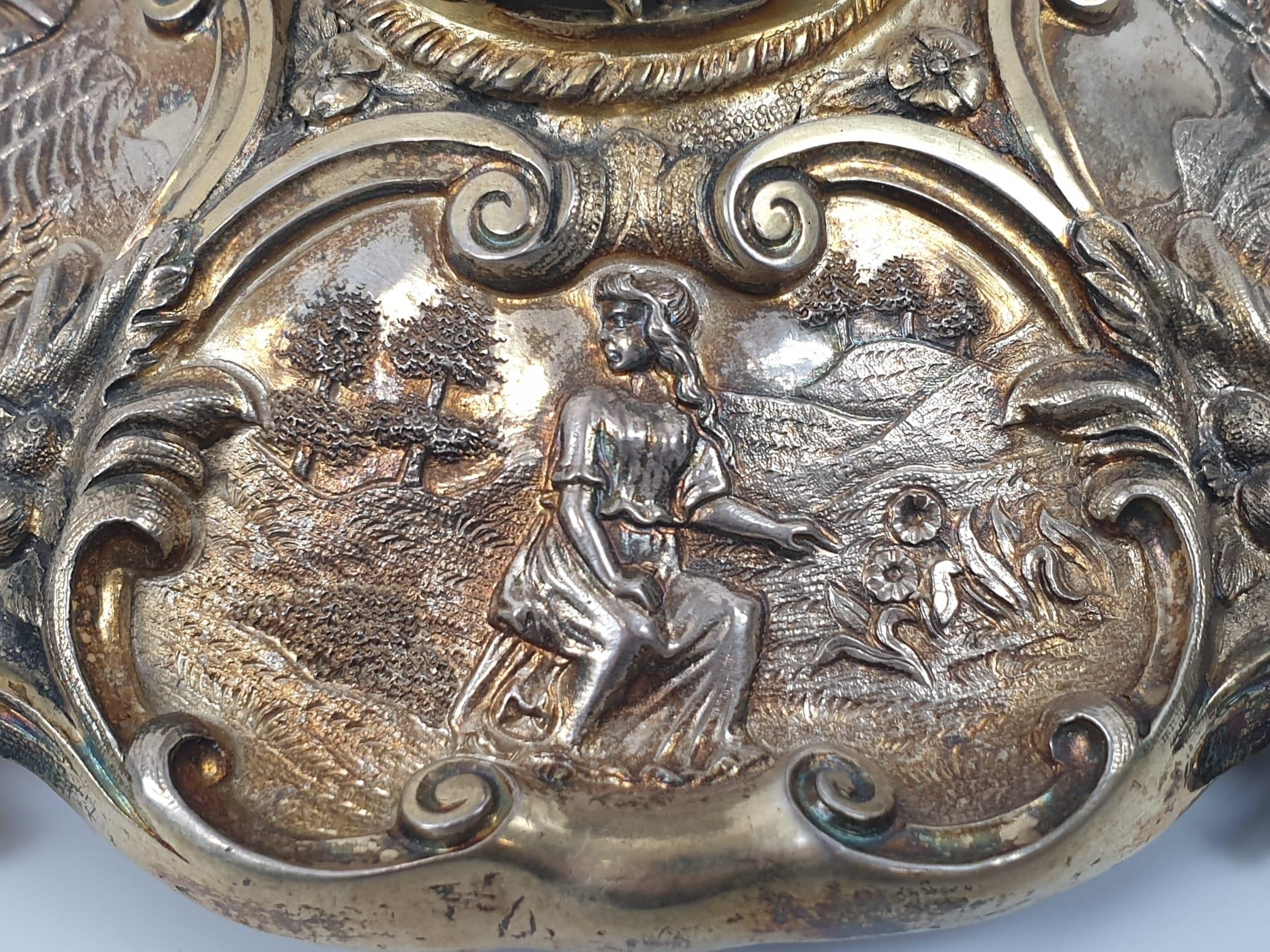 Four extraordinary rare German antique (19th Century) silver gilt candelabra. Complex ornate and - Image 21 of 31