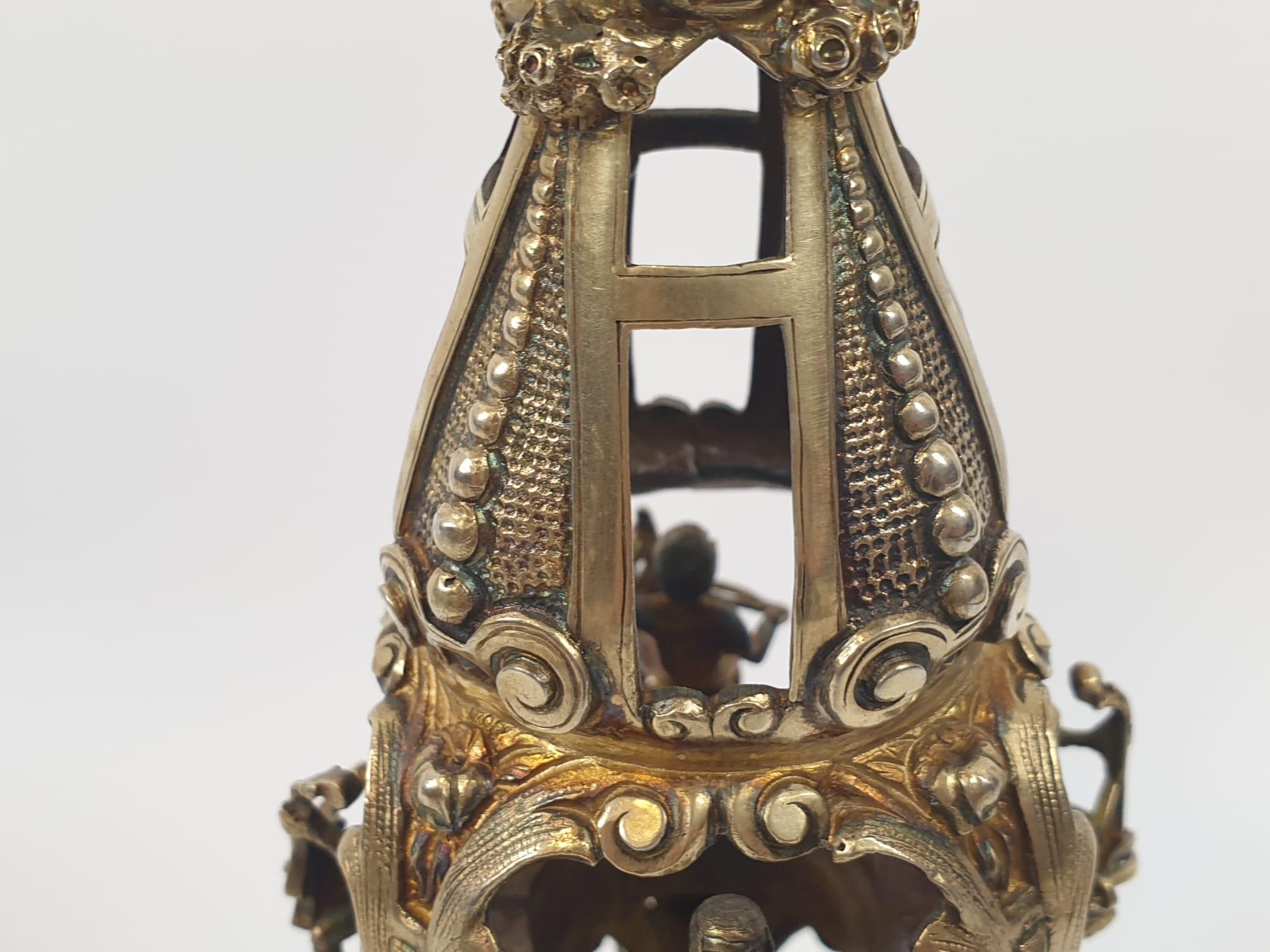 Four extraordinary rare German antique (19th Century) silver gilt candelabra. Complex ornate and - Image 13 of 31