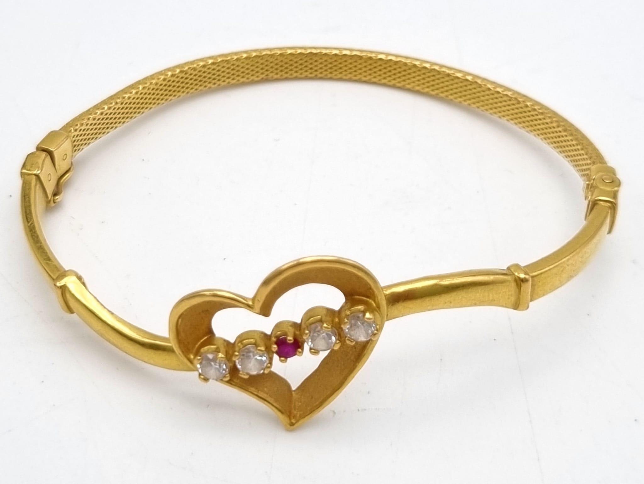 A 22K Gold Bangle and Two 18K Gold Necklaces. Both necklaces with stone decoration and small kinks - Image 7 of 9